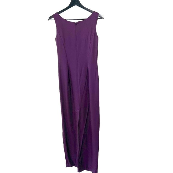 Vintage 90s Scott McClintock Purple Sleeveless Tapered Full Length Dress 4 - Picture 4 of 12